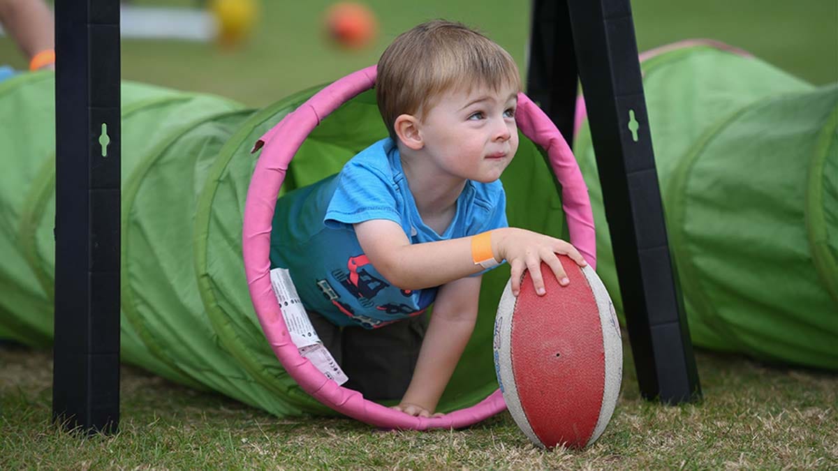 A youngster taking part in a rugby activity at the Lichfield Community Games