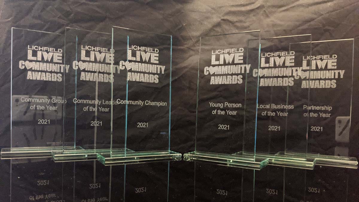 Lichfield Live Community Awards trophies