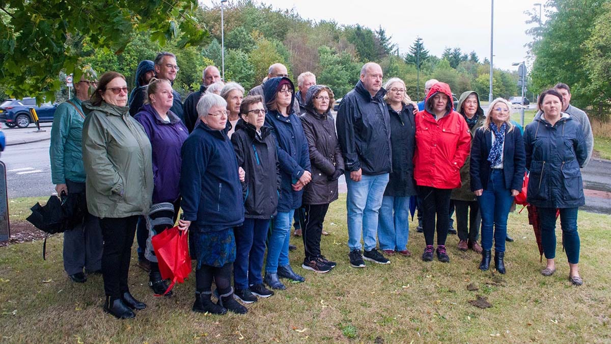 Councillors, residents and the family of Luke Cotton at the public meeting