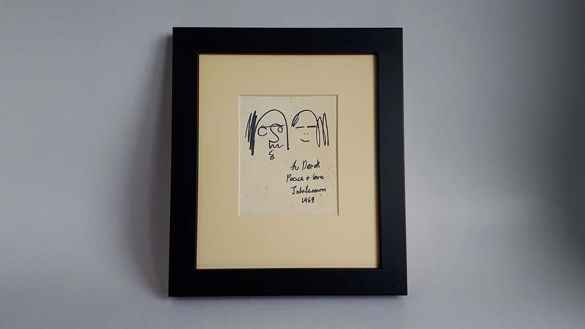 The signed John Lennon drawing