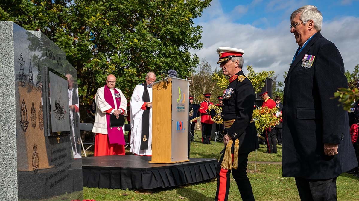 The Lisbon Maru memorial dedication service. Picture: National Memorial Arboretum