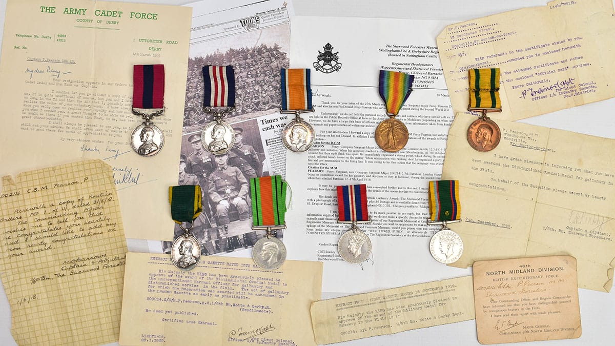 The medals and archive relating to Percy Pearson