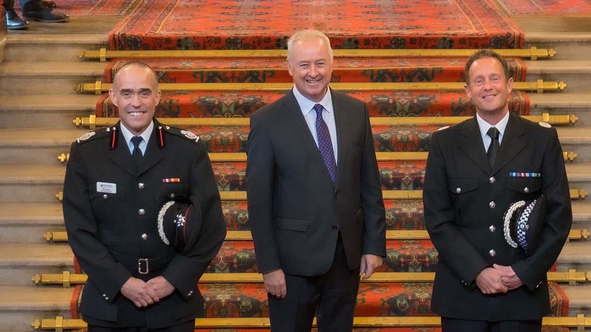 Rob Barber, Staffordshire Commissioner Ben Adams and Chris Noble