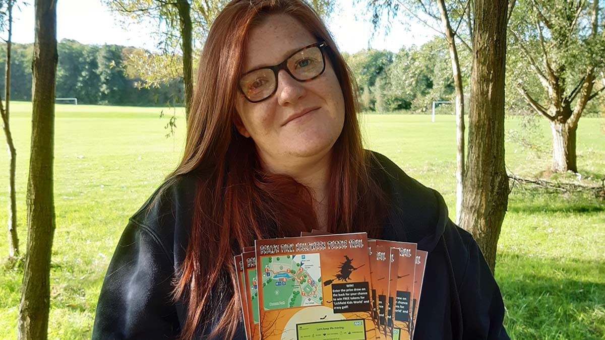 Beacon Park events officer Stacey Coleman with the Halloween trail maps