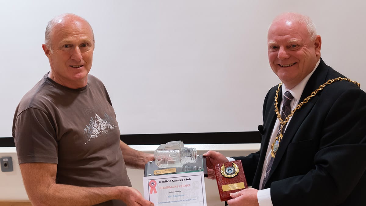 Joe Anderson receiving his Chairman’s Award from Robert Yardley