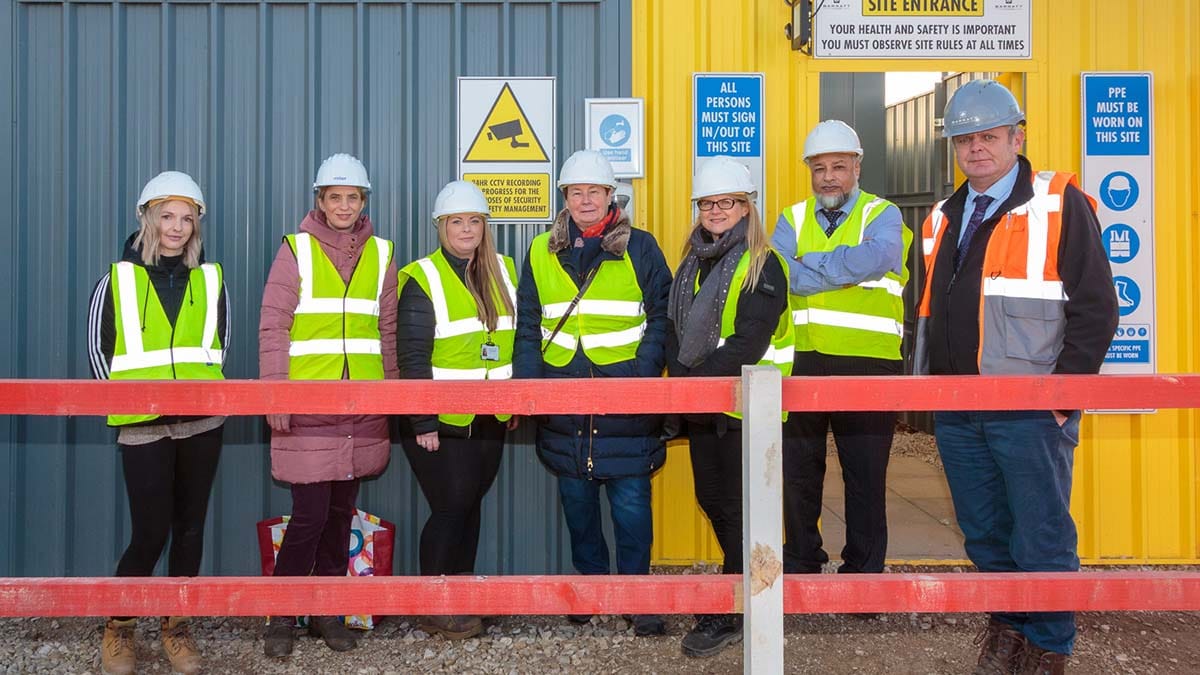 Cllr Angela Lax (centre) on the tour of the site