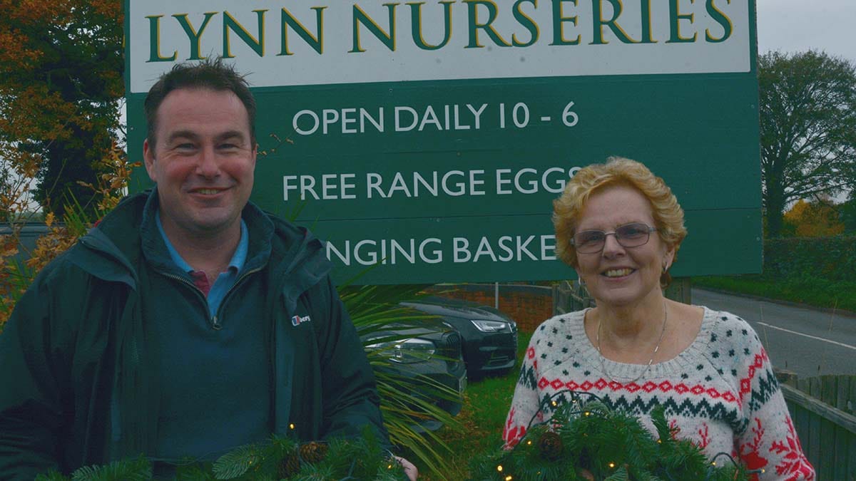 Councillor Iain Eadie with Jenny Cartwright from Lynn Nurseries