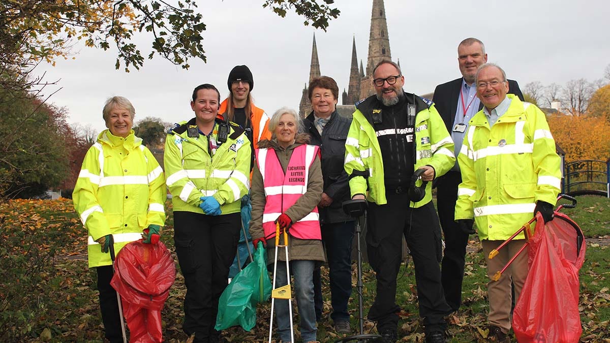 Some of those taking part in a sweep of Stowe Fields