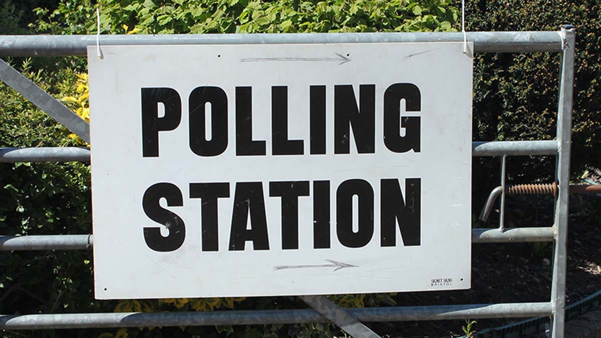 Polling station sign
