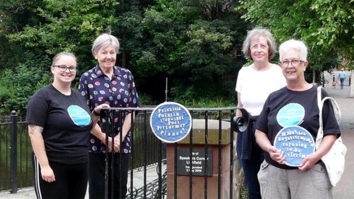 Members of the Wayward Women group with some of their blue plaques