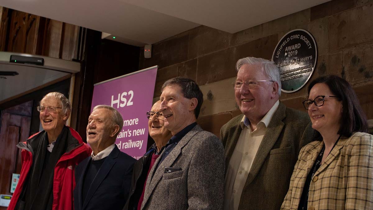 Representatives at the unveiling of the Lichfield Civic Society plaque
