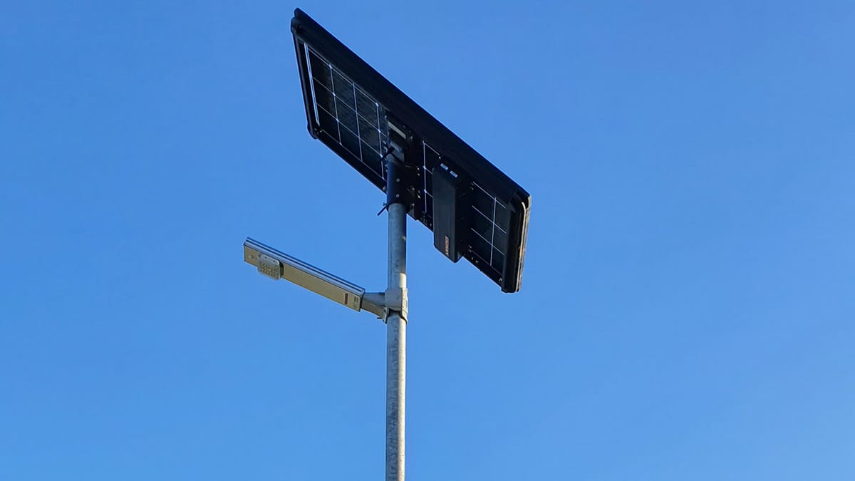 An example of one of the solar streetlights