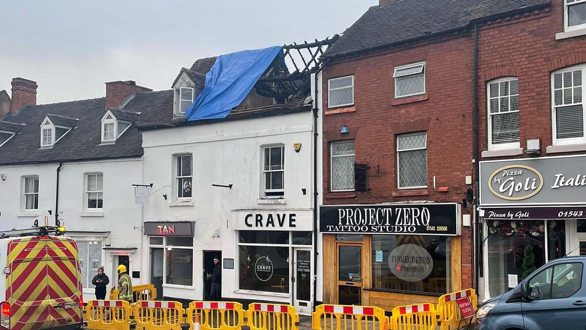 Damage to the building after the fire on Tamworth Street