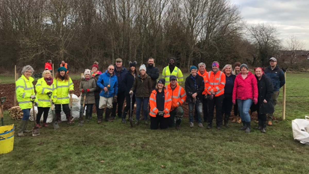 Volunteers taking part in the Tiny Forests project