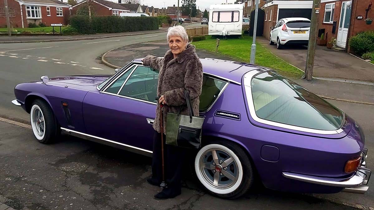 Marlies Brassington with the Jensen Interceptor