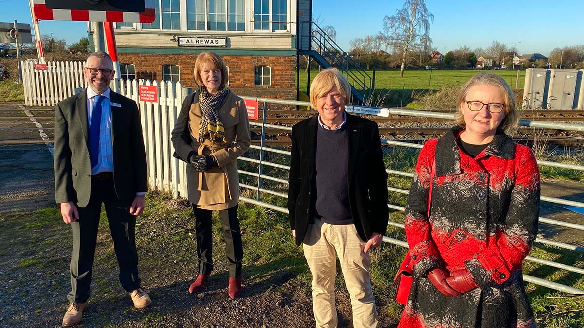 Malcolm Holmes (West Midlands Rail Executive) Philippa Rawlinson (National Memorial Arboretum), Rail Minister Wendy Morton and Michael Fabricant