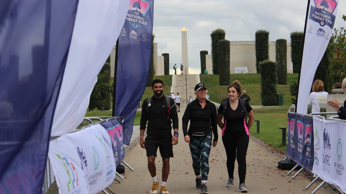 The finish line for The National Forest Trek at the National Memorial Arboretum