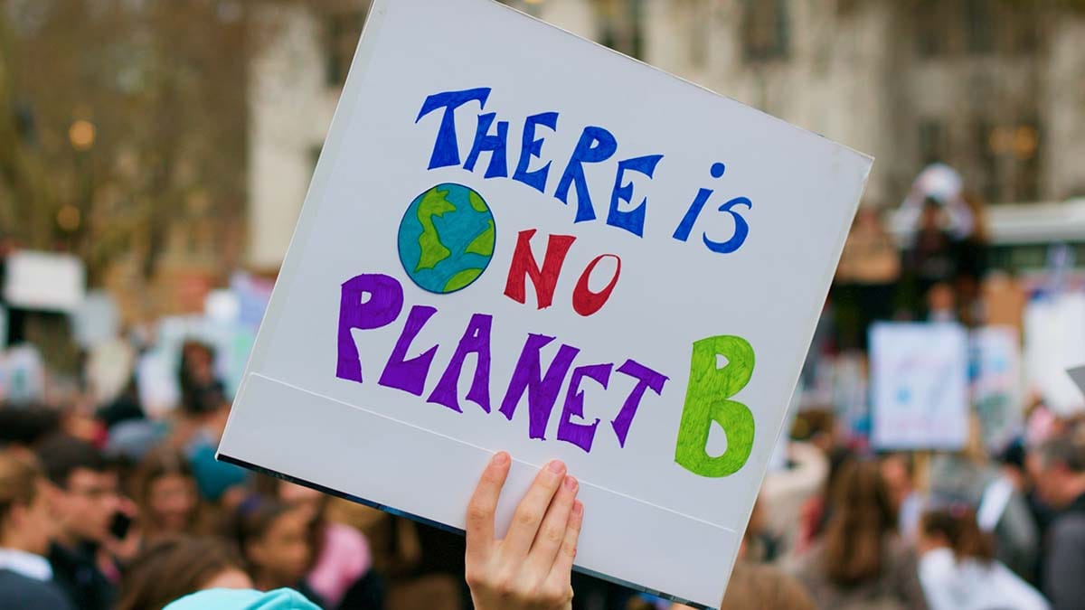 Climate change demonstration sign