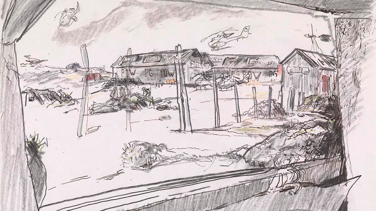One of Linda Kitson's sketches from the Falklands War