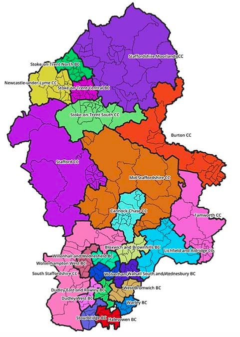 Labour's proposed Midlands Parliamentary boundary map