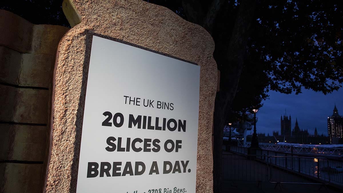 One of the giant food waste artworks in London last year