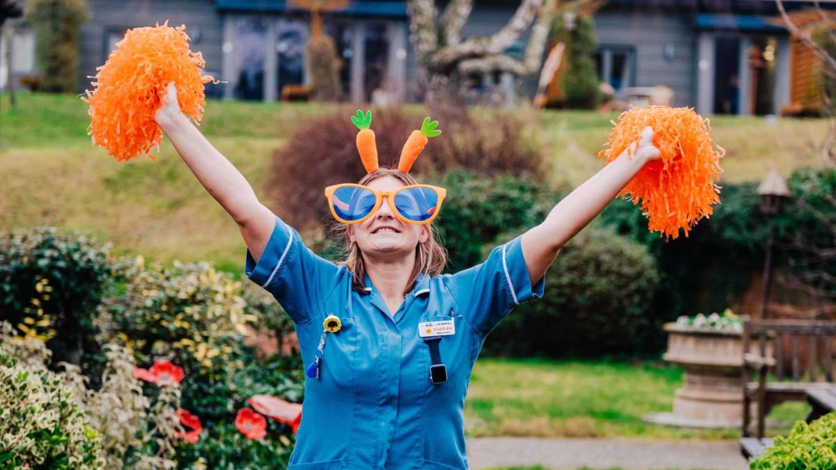 St Giles Hospice nursing associate Charlotte Webb getting ready for Orange Week