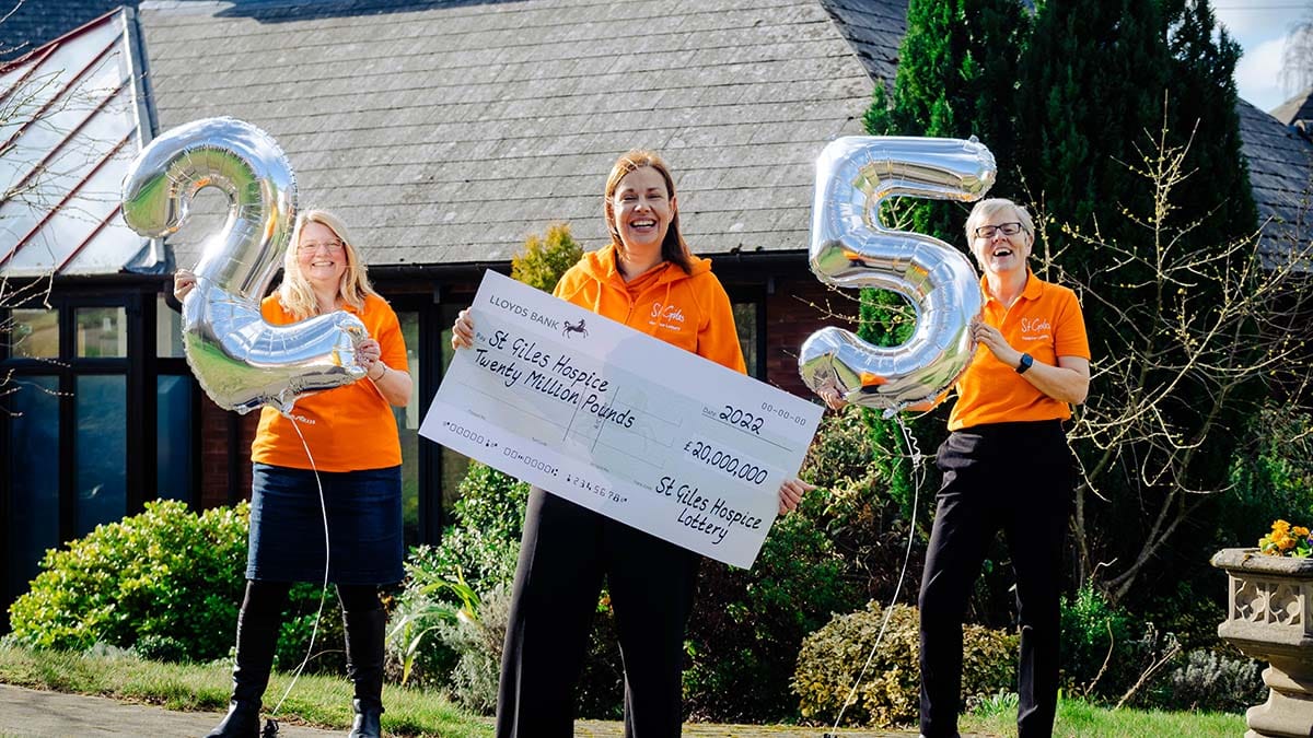 Belinda Owen, Alison Jerram and Fay Steele celebrating the 25th anniversary of the St Giles Hospice Lottery
