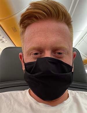 Cllr Doug Pullen on his flight home from Poland