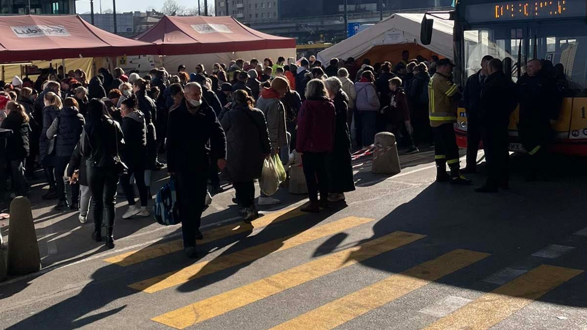 Refugees from Ukraine awaiting onward travel. Picture: Doug Pullen