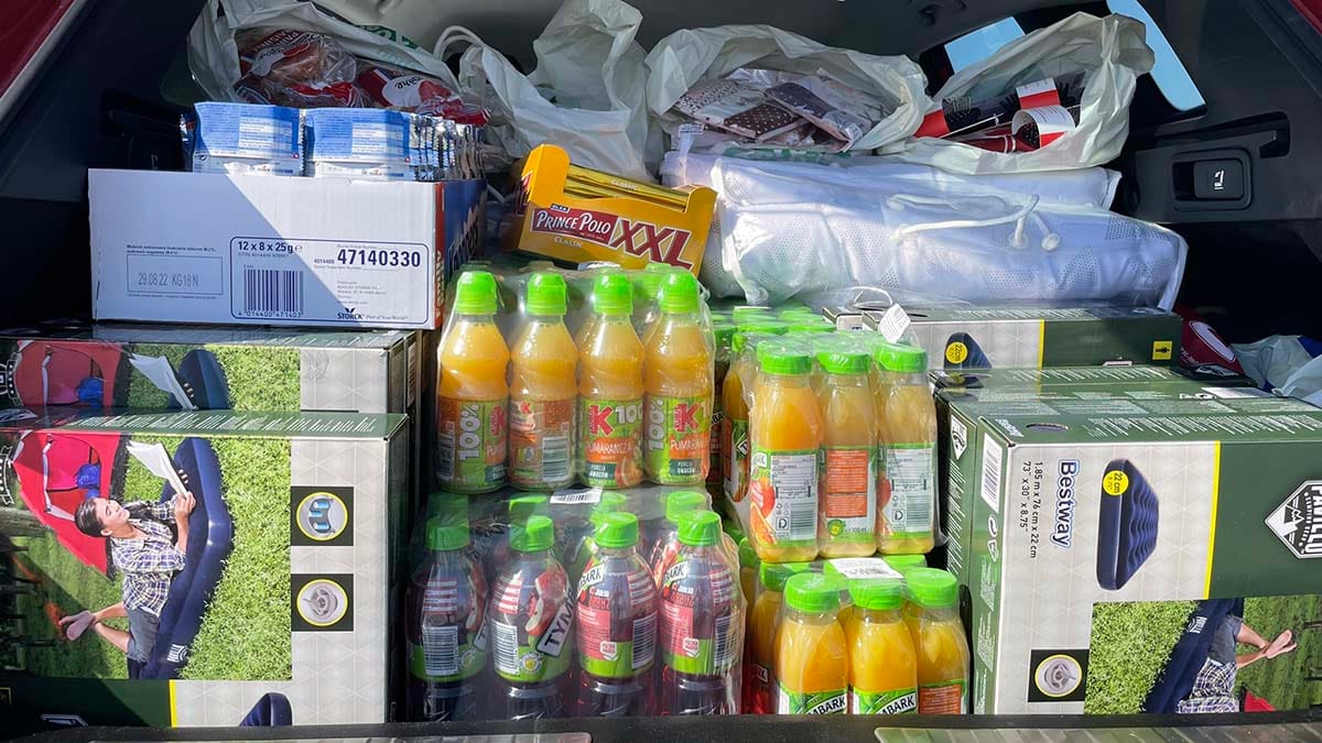 A car load of supplies Cllr Pullen was able to purchase for refugees with donations he received