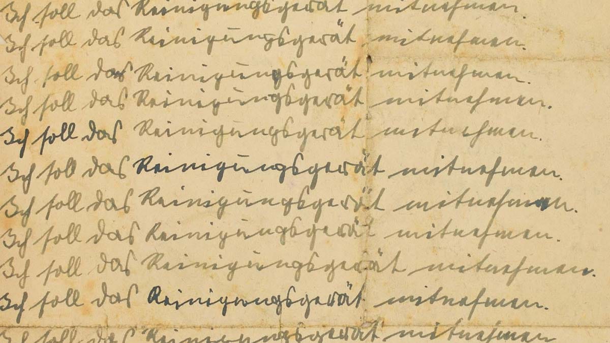 A page of writing that helped to identify Heinrich Himmler