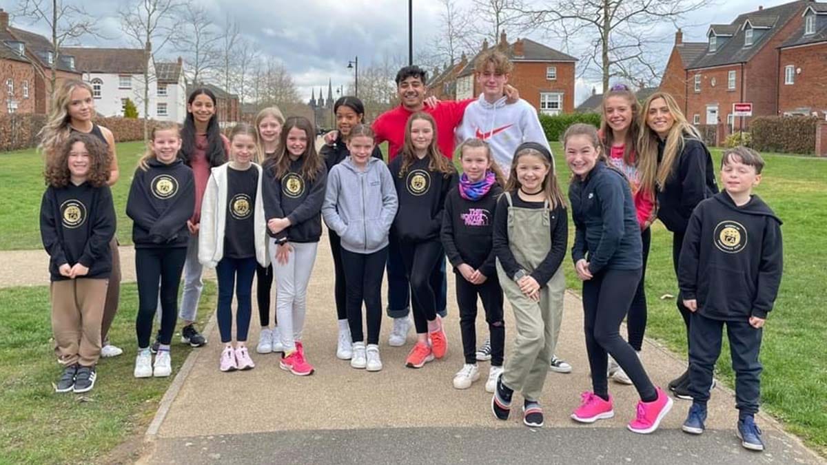 Karim Zeroual with members of the LCA Academy of Performing Arts in Lichfield