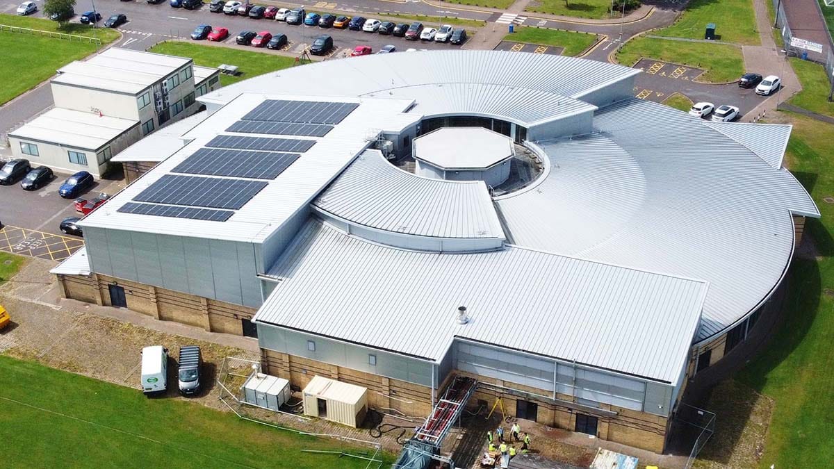 New solar panels on the roof of Burntwood Leisure Centre