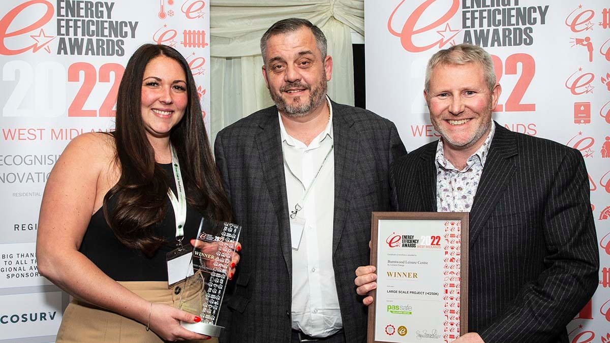 The award being handed over to Leisure Energy and Freedom Leisure