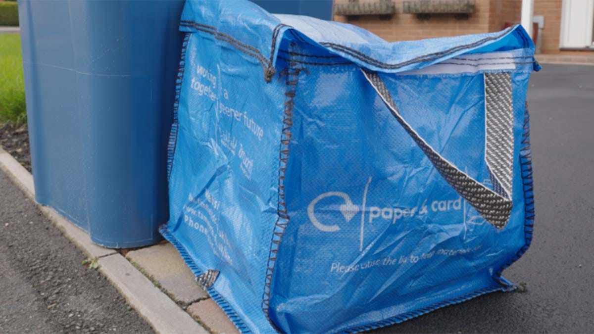 One of the new recycling bags