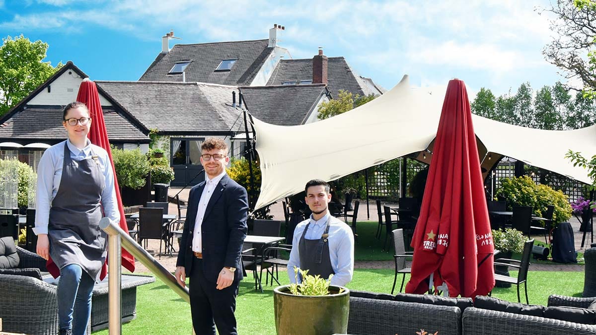 Staff from The Boat Inn in the new outdoor area