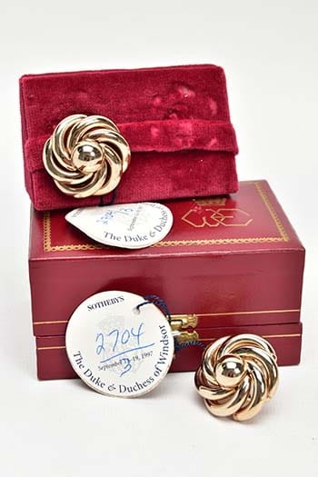 A pair of Wallis Simpson's Bergere gold-plated clip-on earrings