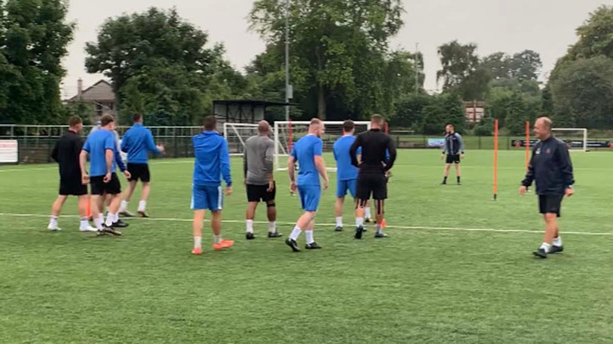 Lichfield City's players being put through their paces in pre-season training