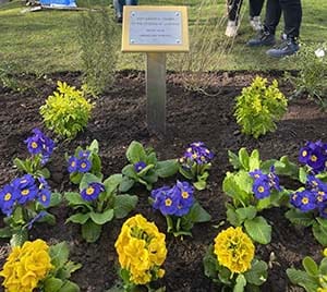The plaque at the Ukraine 'thank you garden' in Lichfield