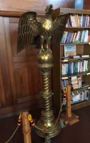 The eagle lectern taken from St John's Church in Shenstone