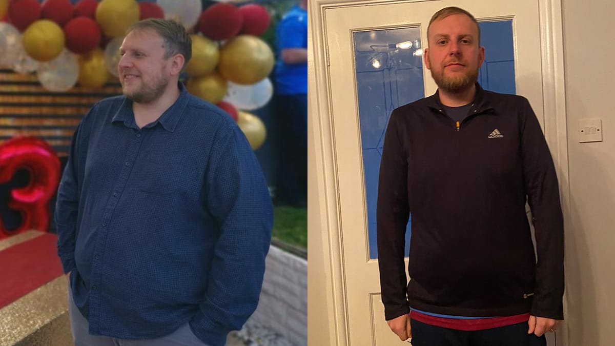 Andrew Webber before and after he began playing at MAN v FAT football sessions