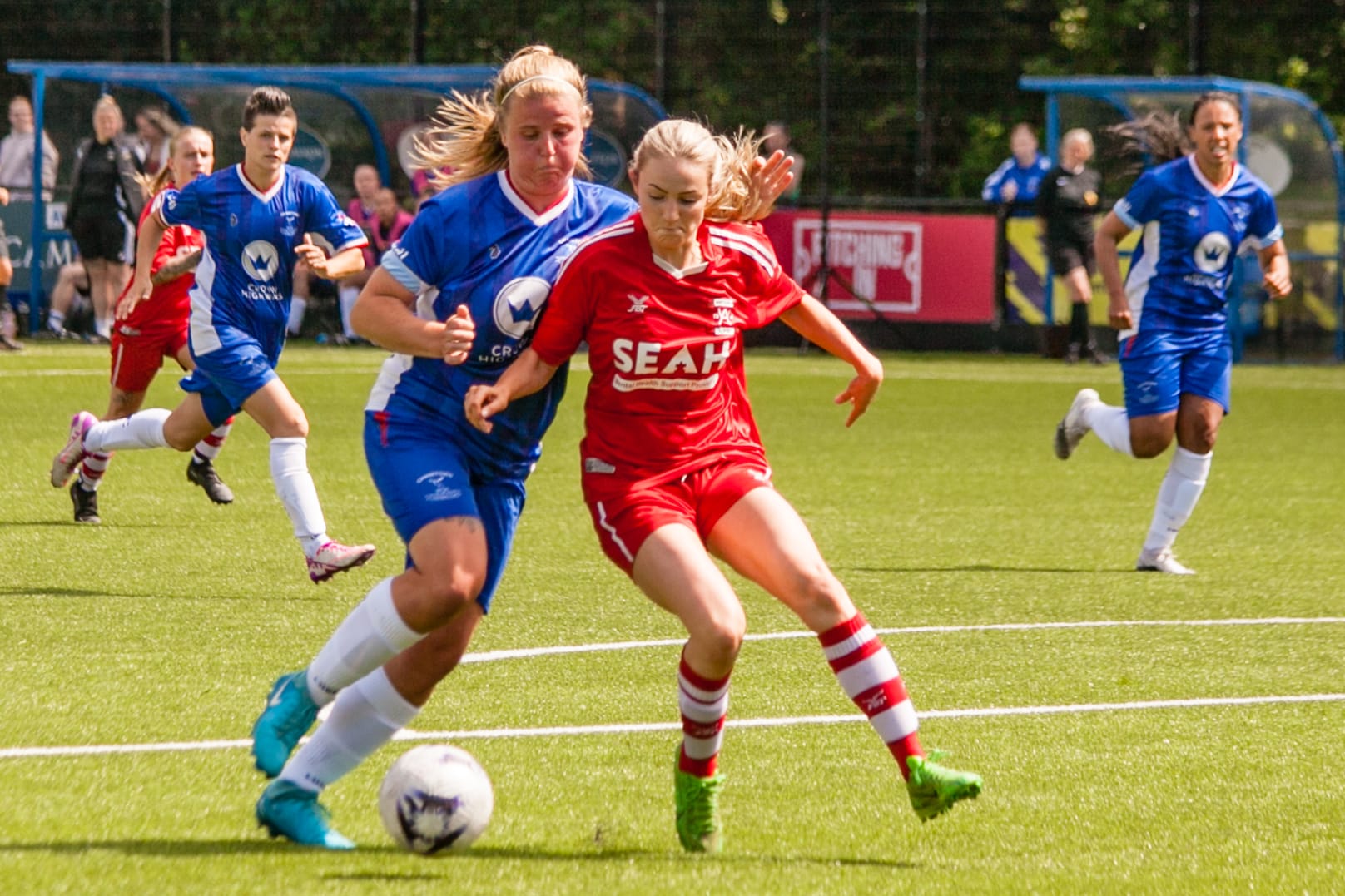Ellesse Birkett challenges for the ball