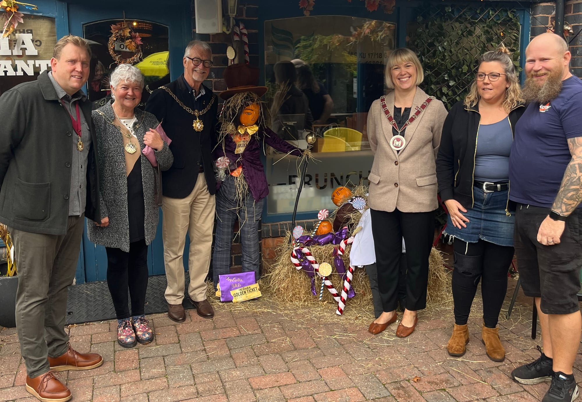Judging at the Heart of the Country Shopping Village scarecrow festival