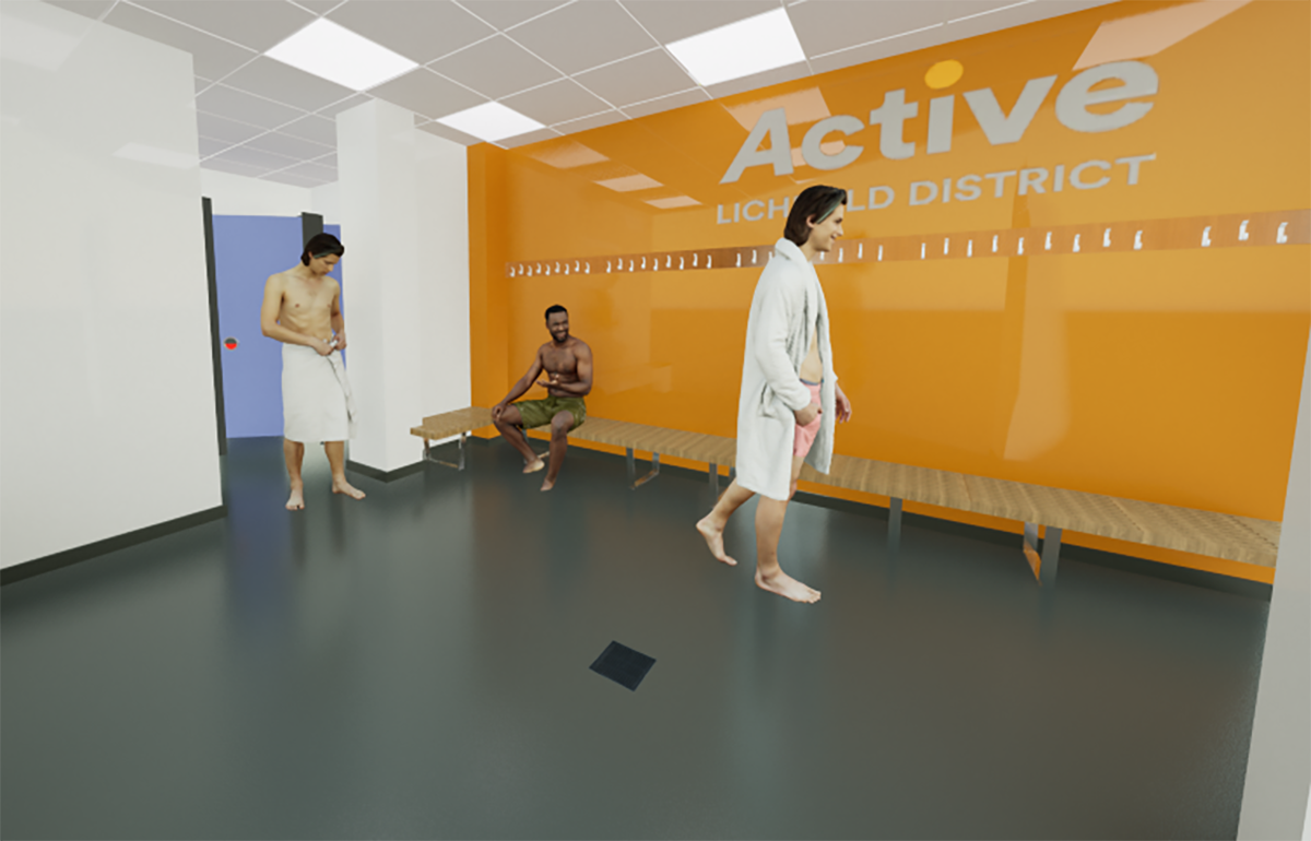 An artist's impression of the new changing facilities at Burntwood Leisure Centre