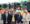 Andrew Barratt, Ruth Plant, Cllr Louise Flowith and Cllr John Garner surrounded by members of the recycling team