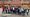 Simon Turner and some of his fellow walkers outside Villa Park