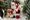 A dog with Santa
