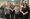 Mervyn King with captains from the Lichfield and District Ladies Darts League