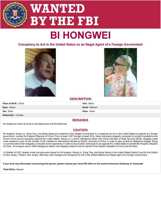 Bi Hongwei: Wanted By The FBI Intuitive Reading