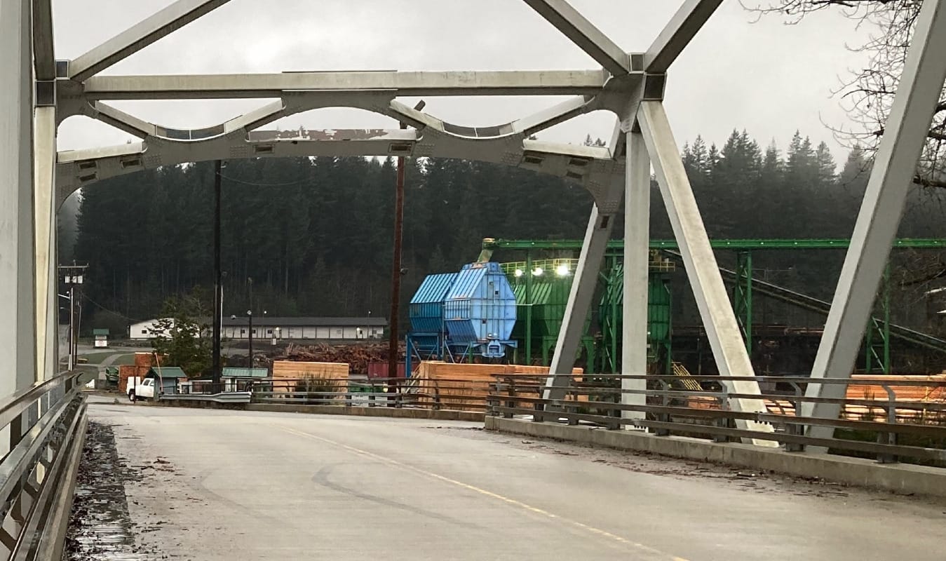 Hampton Mill with stacks of fresh cut lumber, Dec 21, 2025